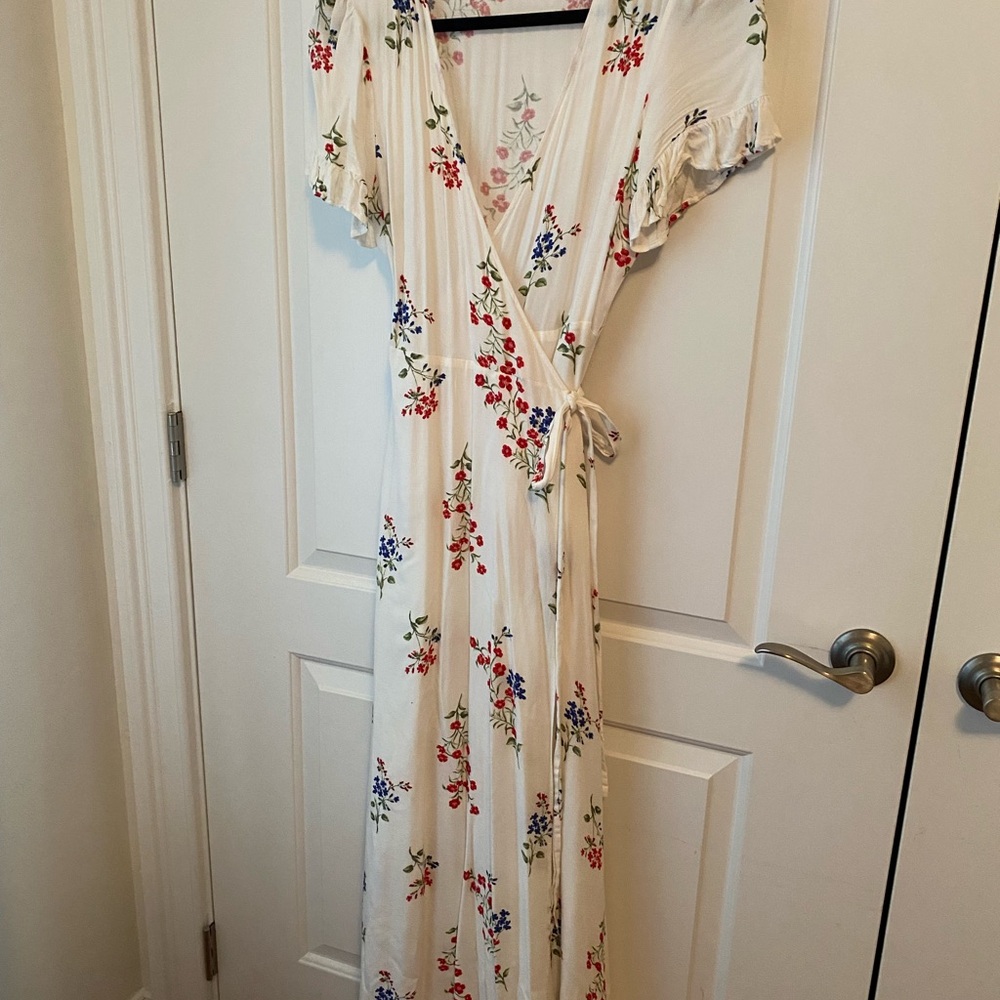 Forever 21 Pink and Red Ruffled Maxi Dress